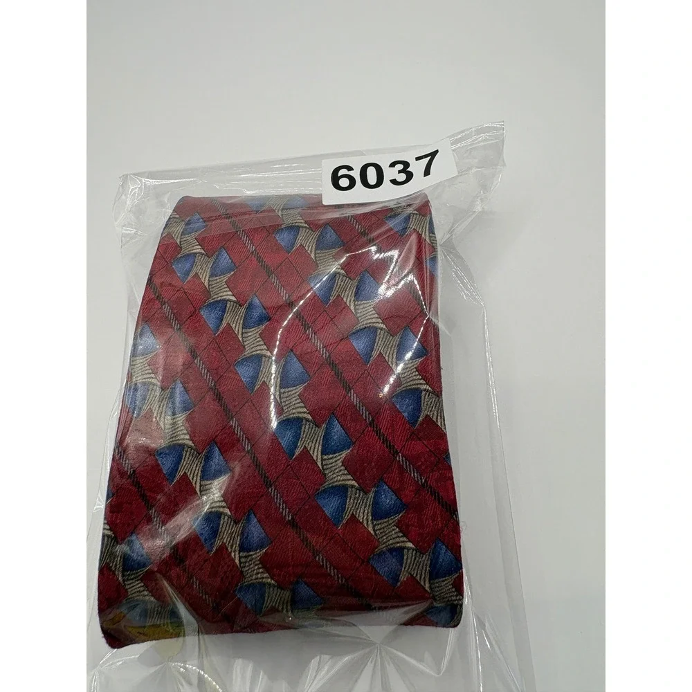 Studio S Mens Geometric Silk Blend Necktie Red Blue Gold Classic Wide Tie